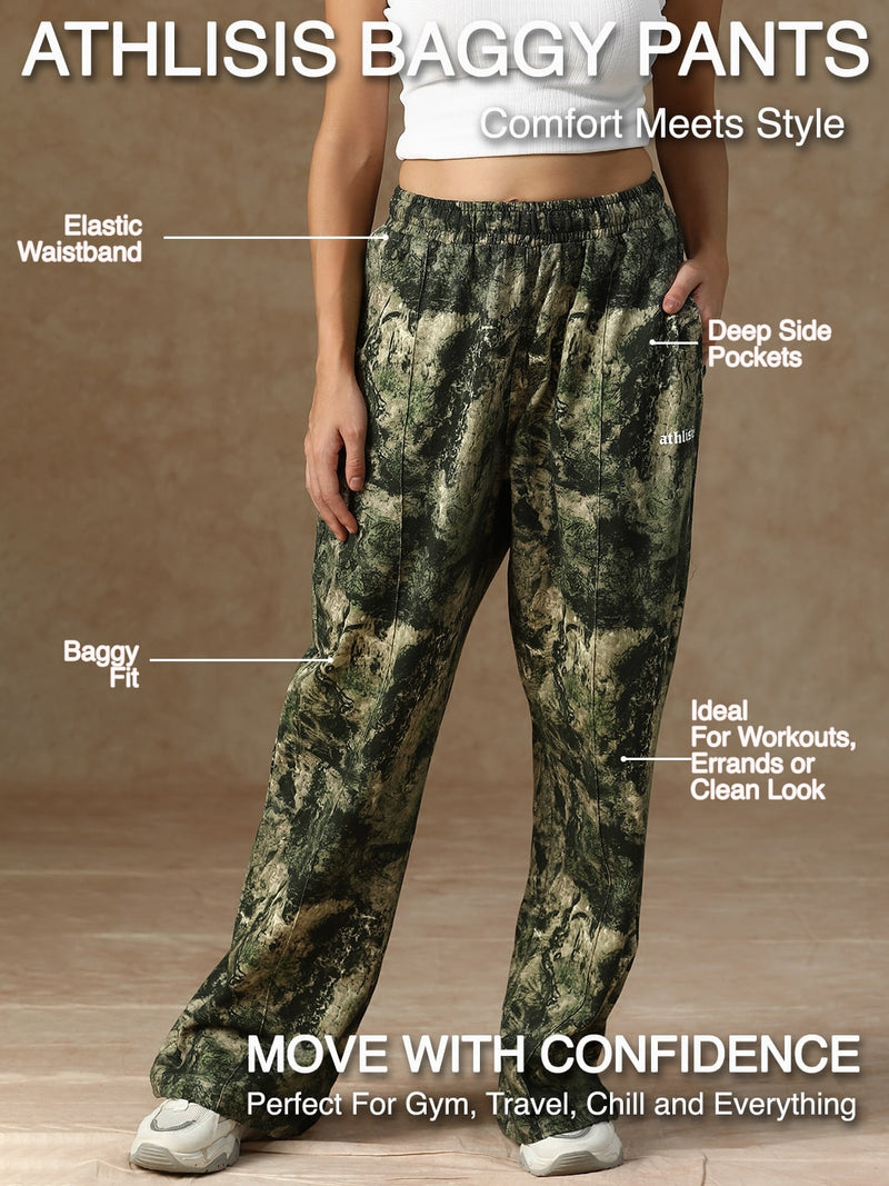 Printed Baggy Forest Camo Sweatpants