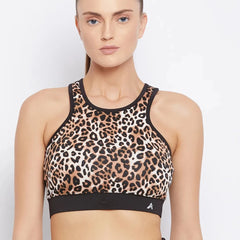 Black & White Animal Printed Lightly Padded Workout Bra Athlisis Sports