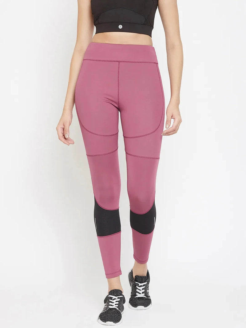 Women Mauve Performance Quick Dry Training Tights