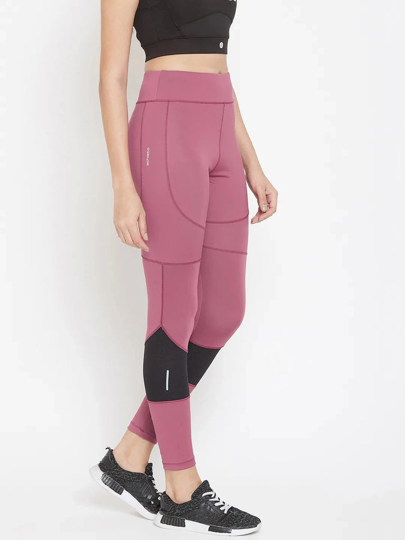 Women Mauve Performance Quick Dry Training Tights Athlisis Sports