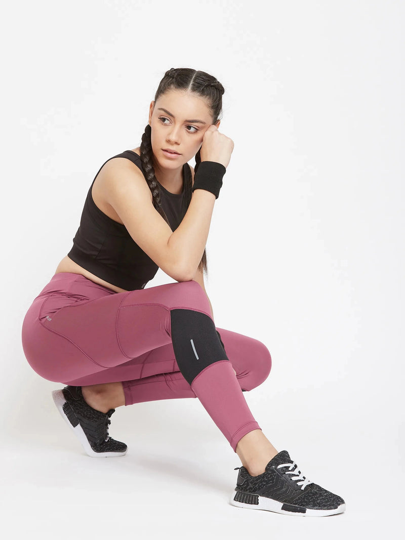 Women Mauve Performance Quick Dry Training Tights Athlisis Sports