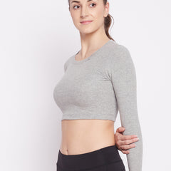 Essential Full Sleeve Crop top Gray