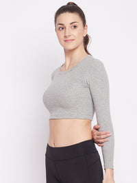 Essential Full Sleeve Crop top Gray