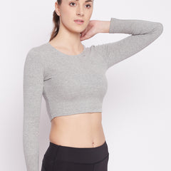 Essential Full Sleeve Crop top Gray