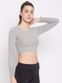 Essential Full Sleeve Crop top Gray