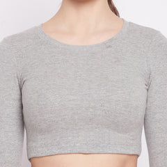 Essential Full Sleeve Crop top Gray