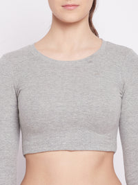 Essential Full Sleeve Crop top Gray