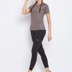 Contrast Side Panel T-Shirt Brown