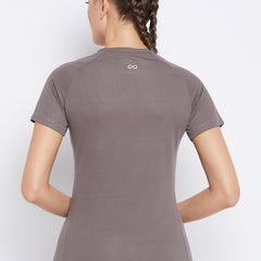 Contrast Side Panel T-Shirt Brown