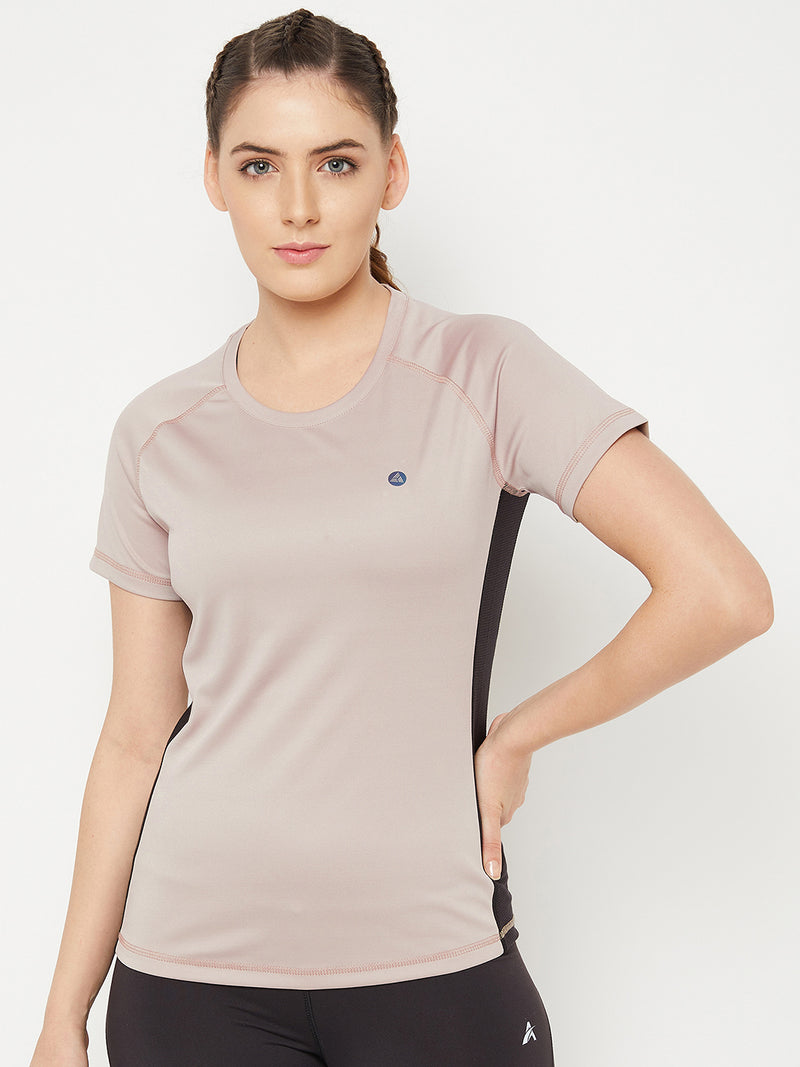 Contrast Side Panel T-Shirt Beige