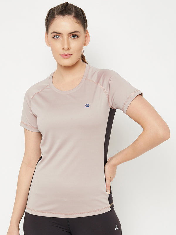 Contrast Side Panel T-Shirt Beige