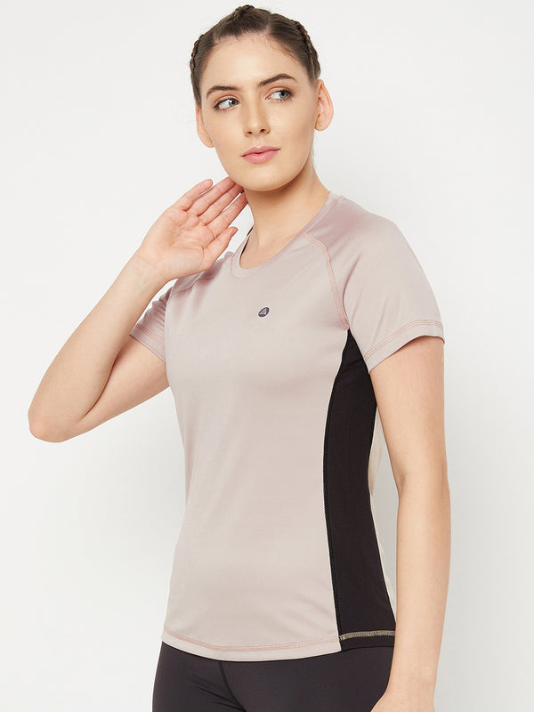 Contrast Side Panel T-Shirt Beige