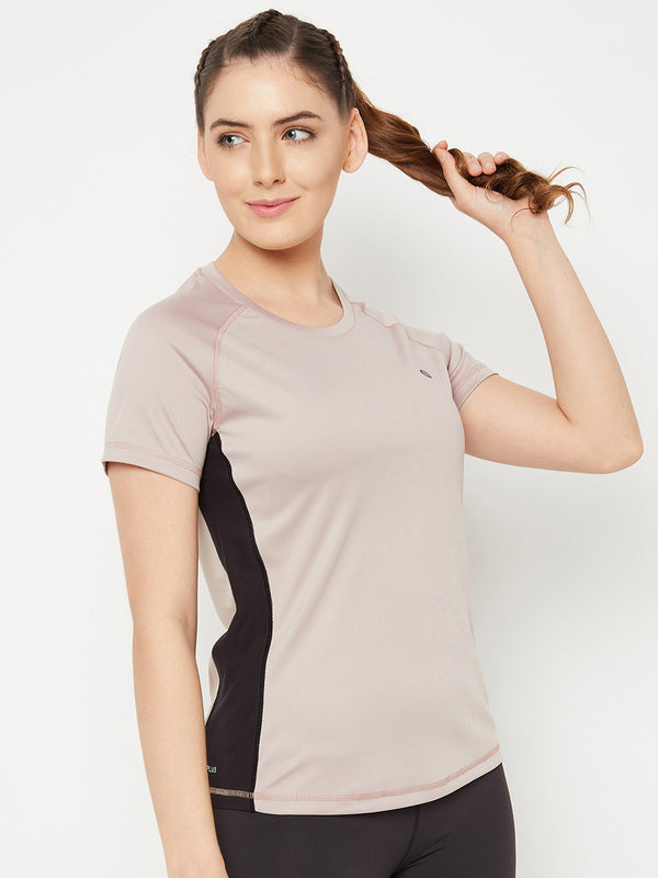 Contrast Side Panel T-Shirt Beige