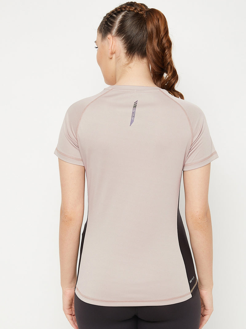 Contrast Side Panel T-Shirt Beige