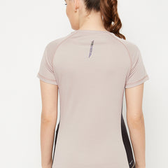 Contrast Side Panel T-Shirt Beige
