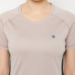 Contrast Side Panel T-Shirt Beige