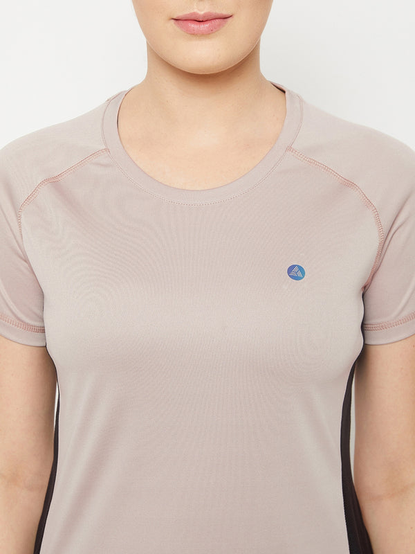Contrast Side Panel T-Shirt Beige