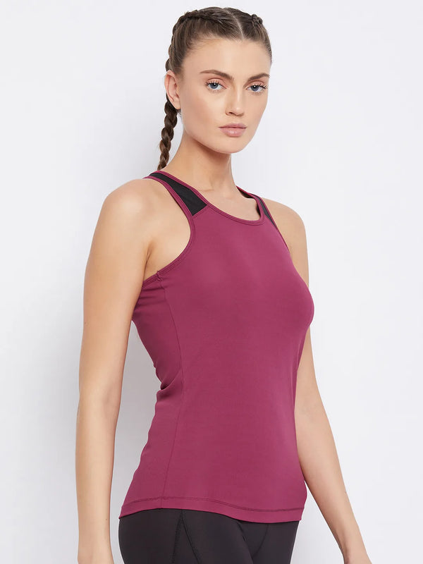 Mesh Back Tank Top Maroon