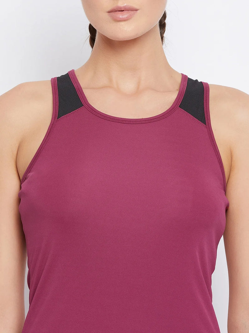 Mesh Back Tank Top Maroon