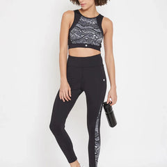 Black & White Reptilian Print Non-Wired Lightly Padded Sports Bra Athlisis Sports