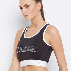 Typography Printed Workout Bra Non-Wired Removable Padded Athlisis Sports