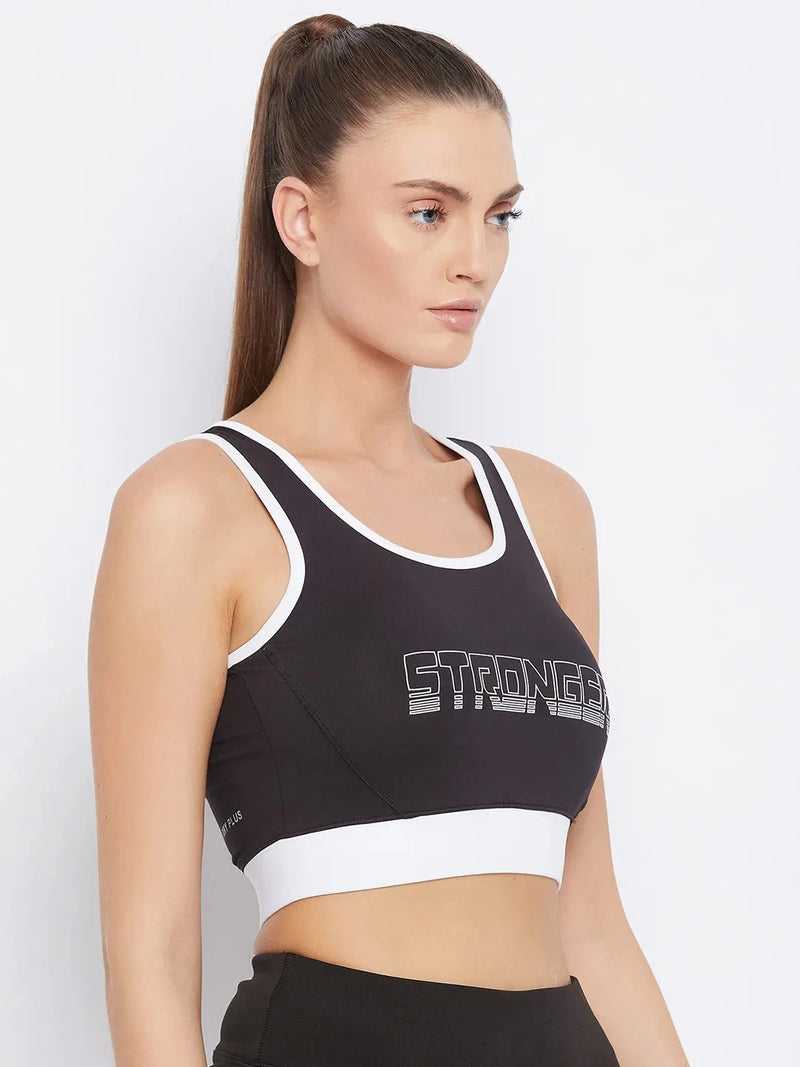Typography Printed Workout Bra Non-Wired Removable Padded Athlisis Sports