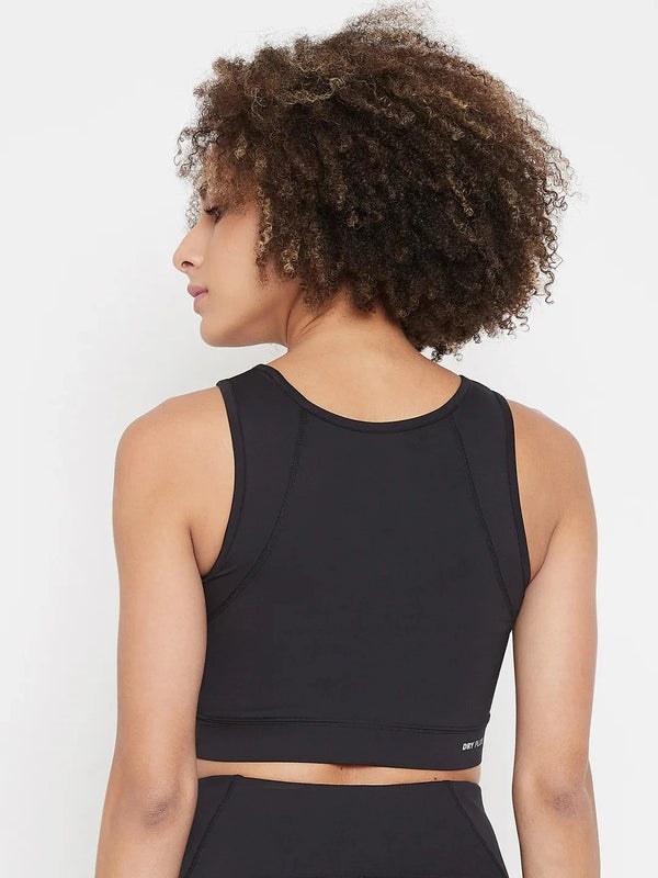 Black & White Reptilian Print Non-Wired Lightly Padded Sports Bra Athlisis Sports