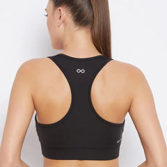 Black & Pink Abstract Printed Lightly Padded Workout Bra Athlisis Sports