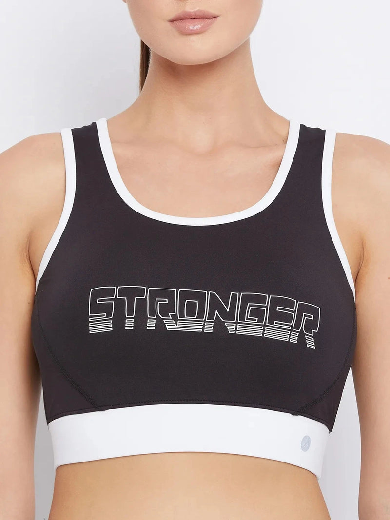 Typography Printed Workout Bra Non-Wired Removable Padded Athlisis Sports