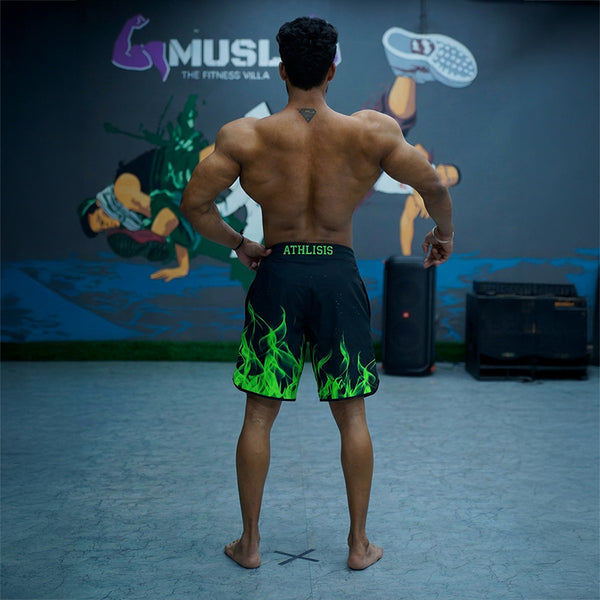 Green Flames Elite Men's physique Shorts