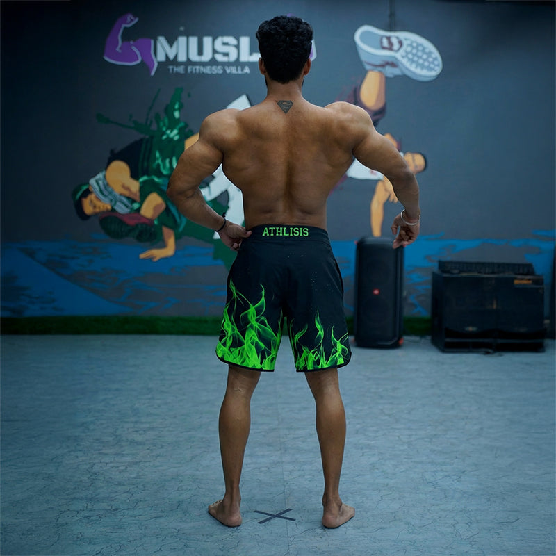 Green Flames Elite Men's physique Shorts